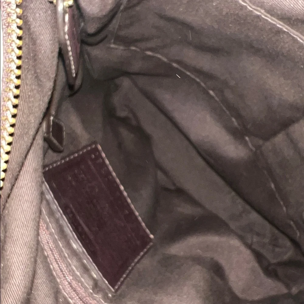 Coach signature Patchwork Crossbody Bag in, Gold, and Brown Leather and suede
